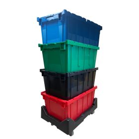 Storage Plastic Crates, 27"x17"x12.5" Green, Red, Blue, Black